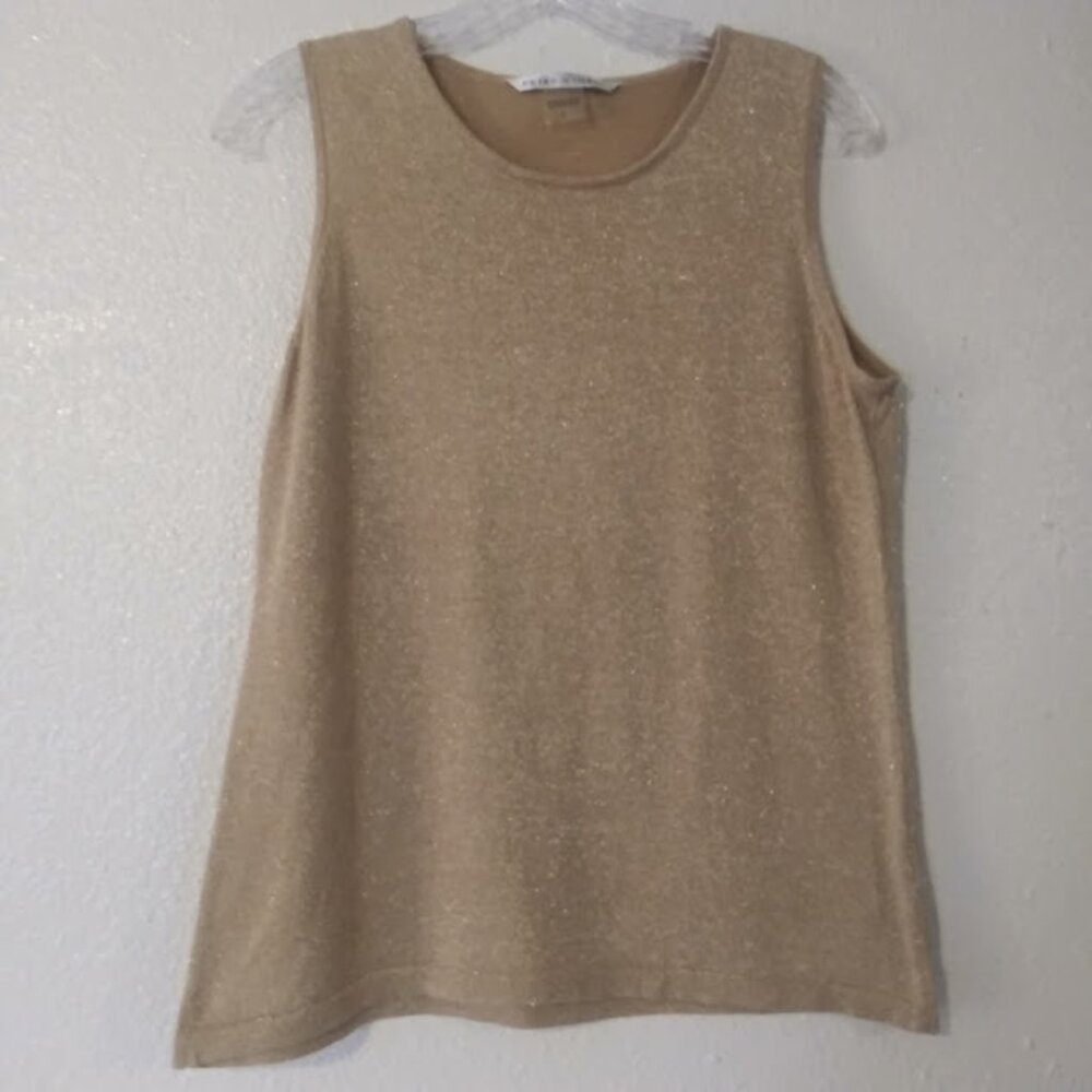 Peter Nygard women's size L gold metallic shell tank top